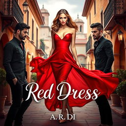 A captivating scene for a book cover titled "Red Dress" by A