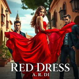 A captivating scene for a book cover titled "Red Dress" by A