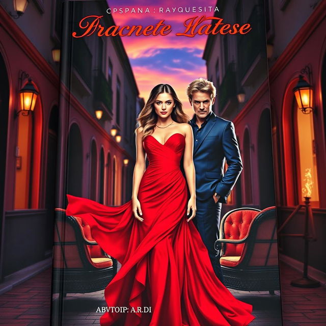 An enticing book cover featuring a stunning girl in a flowing red dress, radiating confidence and charm