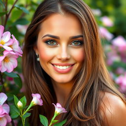 A beautiful woman with an attractive face, featuring captivating eyes, flawless skin, and a radiant smile