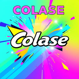 A vibrant and colorful cover design for Colase, featuring dynamic abstract shapes and patterns that suggest energy and movement