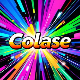 A vibrant and colorful cover design for Colase, featuring dynamic abstract shapes and patterns that suggest energy and movement