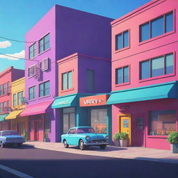 Generate a cartoon in Neo style, full of vibrant colors and a balance of light and shadow. The scene should reflect a fusion of future and past.