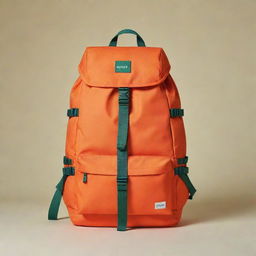 A giant Rappi backpack, depicted in its signature orange color with the Rappi logo prominently displayed