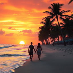 A serene and inviting beach scene during sunset, with soft waves lapping at the shore