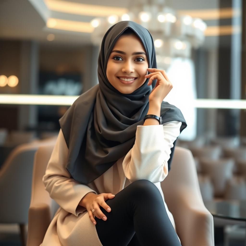 A beautiful girl wearing a hijab, posing gracefully and elegantly