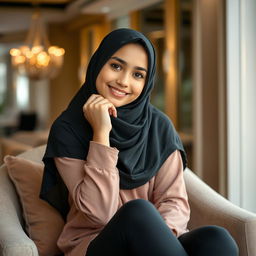 A beautiful girl wearing a hijab, posing gracefully and elegantly