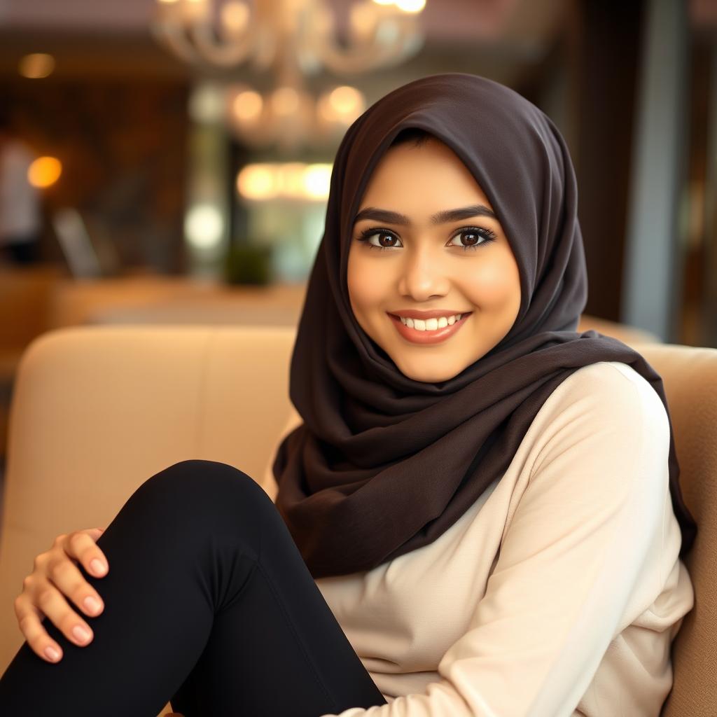 A beautiful girl wearing a hijab, posing gracefully and elegantly