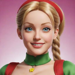 Generate a portrait of Cammy, a lively and vivacious character with sparkling eyes and a bright smile.