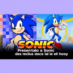 A captivating YouTube thumbnail that showcases Sonic the Hedgehog with the title 'Presentando a Sonic desde sus inicios hasta el día de hoy'