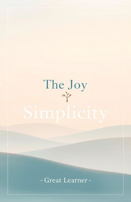 A serene cover design featuring soft pastel colors and a minimalist background, depicting a tranquil landscape with gentle hills under a light blue sky