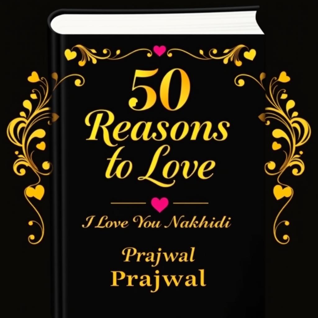 A romantic book cover for the title '50 Reasons to Love' with the subtitle 'I Love You Nakchidi' by Prajwal