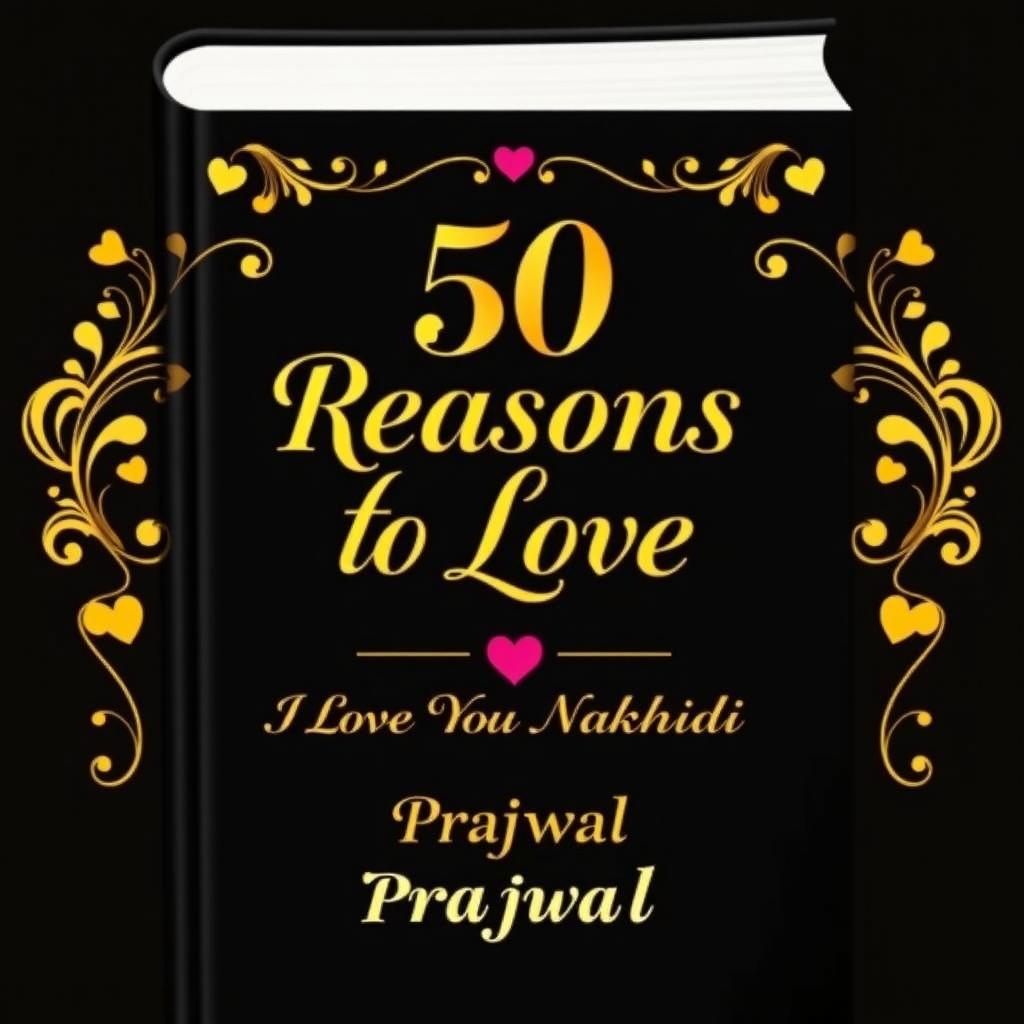 A romantic book cover for the title '50 Reasons to Love' with the subtitle 'I Love You Nakchidi' by Prajwal