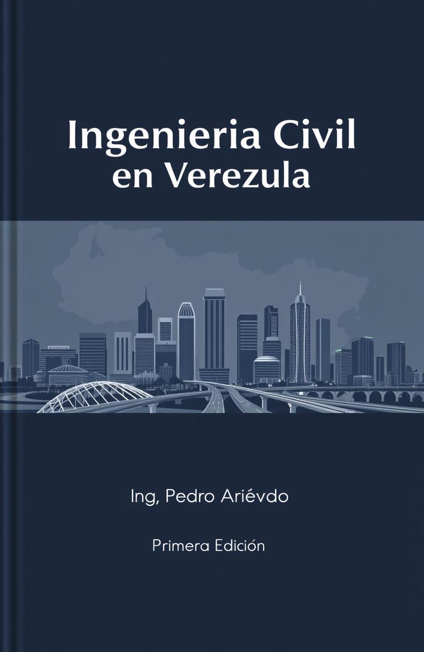 A modern and elegant book cover design for 'Ingeniería Civil en Venezuela' by Ing