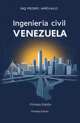 A modern and elegant book cover design for 'Ingeniería Civil en Venezuela' by Ing