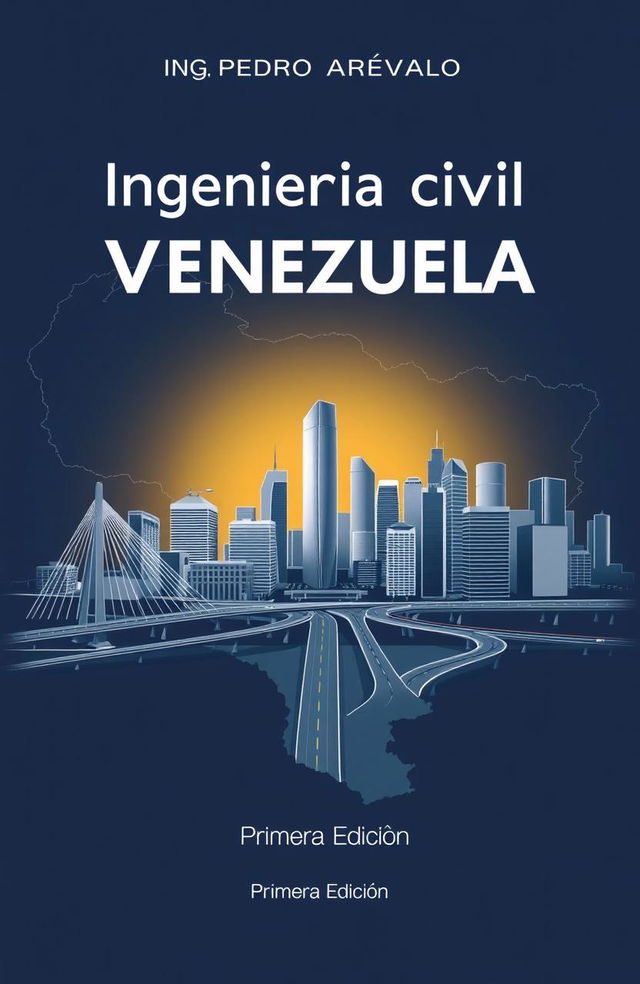 A modern and elegant book cover design for 'Ingeniería Civil en Venezuela' by Ing