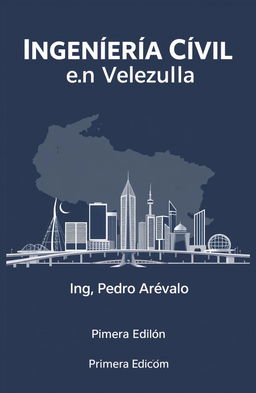 A modern and elegant book cover design for 'Ingeniería Civil en Venezuela' by Ing