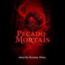 A striking fanfic cover for Wattpad featuring a deep forest background filled with dark, ominous trees and swirling red mist