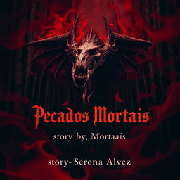A striking fanfic cover for Wattpad featuring a deep forest background filled with dark, ominous trees and swirling red mist