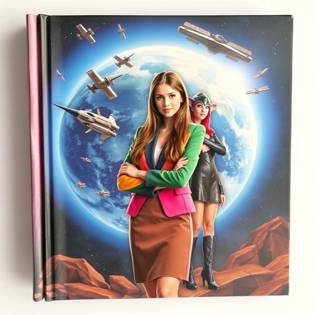 A book cover featuring planet Earth in the background and several spaceships flying overhead