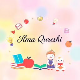 A beautifully designed cover page featuring the name 'Ilma Qureshi' prominently at the top in an elegant, cheerful font