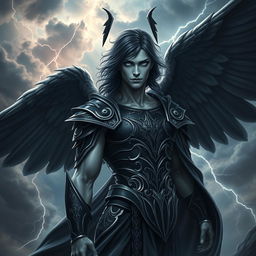 A stunning representation of Azazel, depicted as a powerful and majestic figure resembling a fallen angel