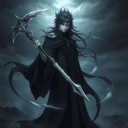 A dark and mysterious representation of a male character inspired by the concept of death, known as "Sayuki"