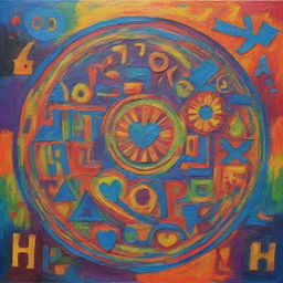 A 2D piece of art focused on the theme of hope, embodied with bright colors and filled with symbols reflecting optimism and anticipation