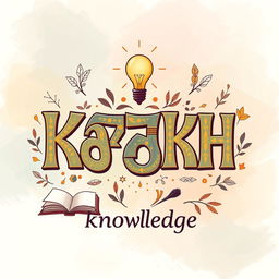 A creative illustration of the Kazakh alphabet focusing specifically on the letters representing 'knowledge'