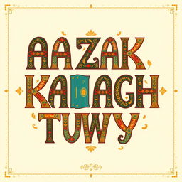 A visually striking illustration of the Kazakh alphabet, emphasizing the letters that symbolize 'knowledge', designed with traditional Kazakh artistry