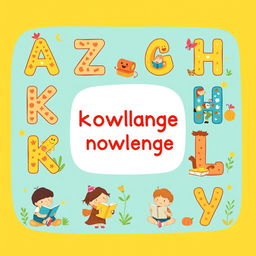 A delightful illustration for a children's book featuring the Kazakh alphabet, particularly focusing on the letters that symbolize 'knowledge'