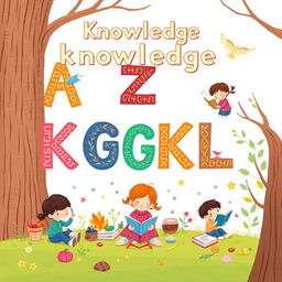 A delightful illustration for a children's book centered around the Kazakh alphabet, particularly the letters that represent 'knowledge'