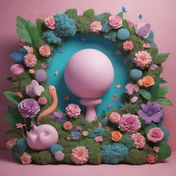 An immersive 3D artwork centered around the theme of dreams, with dream-inspired symbols emerging from a lush palette of surrealistic colors, creating a sense of whimsy and fantasy.