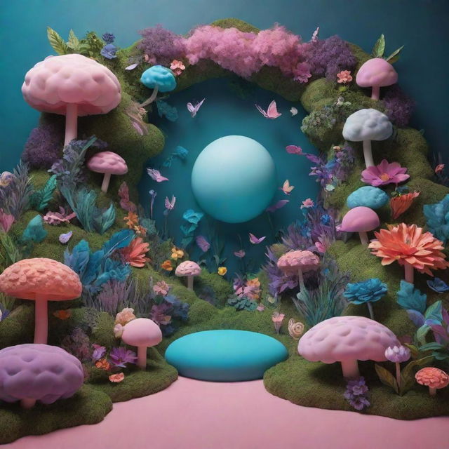 An immersive 3D artwork centered around the theme of dreams, with dream-inspired symbols emerging from a lush palette of surrealistic colors, creating a sense of whimsy and fantasy.