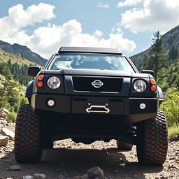 A customized off-road Nissan Xterra from the years 1999-2000, showcasing the front end design of the 1999-2002 Nissan Terrano R20, complete with its distinctive grille and headlights