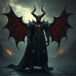 An imposing and mysterious figure of Azazel, the demon cavaliers of the abyss