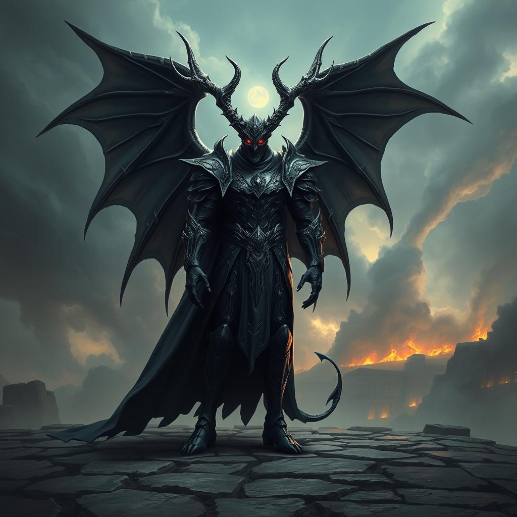 An imposing and mysterious figure of Azazel, the demon cavaliers of the abyss