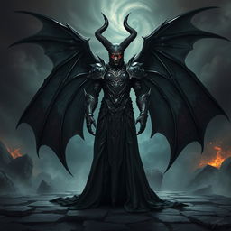 An imposing and mysterious figure of Azazel, the demon cavaliers of the abyss