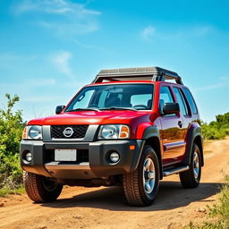 A photorealistic image of a 1999 Nissan Terrano 2, creatively designed with the body style of a Nissan Xterra