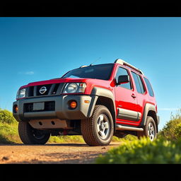 A photorealistic image of a 1999 Nissan Terrano 2, creatively designed with the body style of a Nissan Xterra