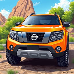 A creative illustration of a Nissan Terrano 2, redesigned with the body style of a Nissan Xterra, featuring the front headlights from the Terrano 2 R20 model