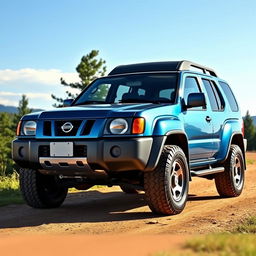 A photorealistic image of a 1999 Nissan Terrano 2 with the body style of a Nissan Xterra