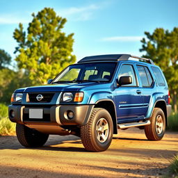 A photorealistic image of a 1999 Nissan Terrano 2 with the body style of a Nissan Xterra