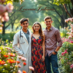 A romantic book cover featuring a beautiful girl in the center with two boys on either side