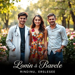 A romantic book cover featuring a beautiful girl in the center with two boys on either side