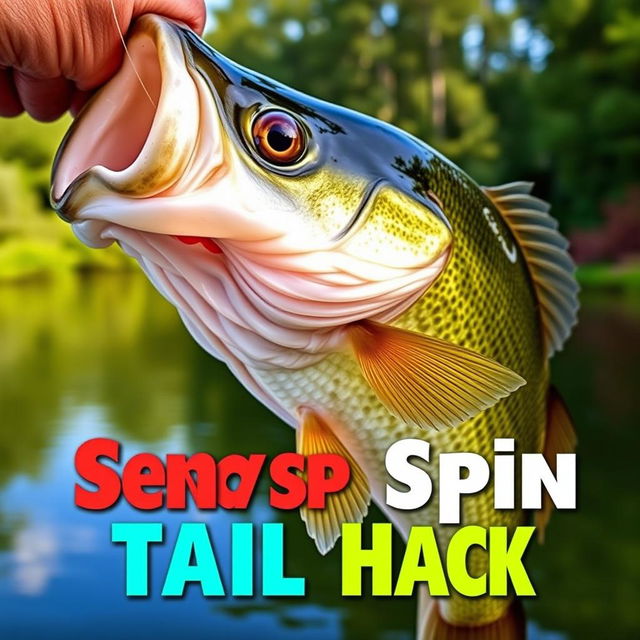 A stunning thumbnail in 1920x1080 resolution featuring a close-up shot of a large bass being held by a fisherman, with the Soft Bait Senko Worm clearly visible in the fish's mouth