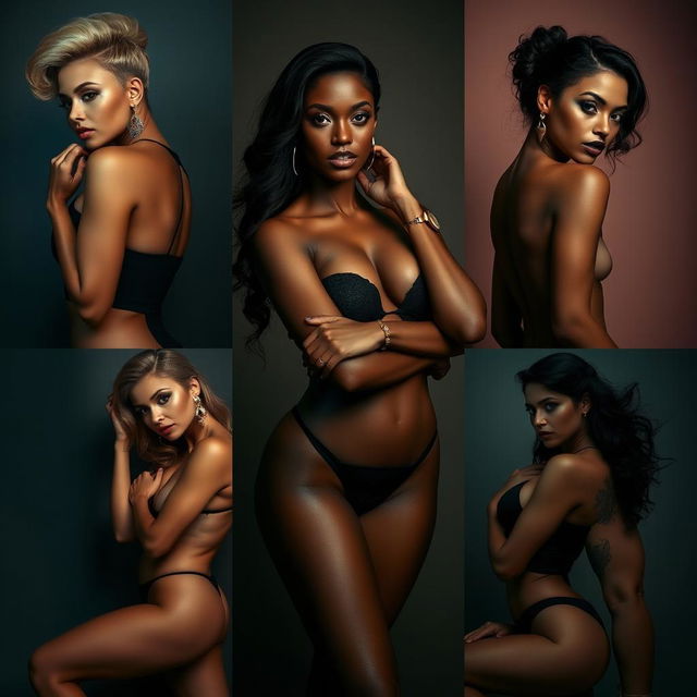 A collection of alluring, seductive women in tasteful poses, showcasing their natural beauty and confidence