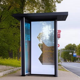 A futuristic bus stop that transcends standard notions and natural laws