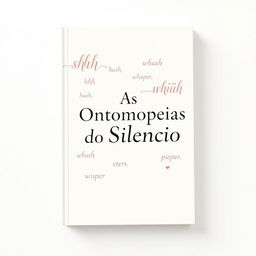 A creative book cover for 'As Onomatopeias do Silencio' that visually represents the theme of silence through onomatopoeias