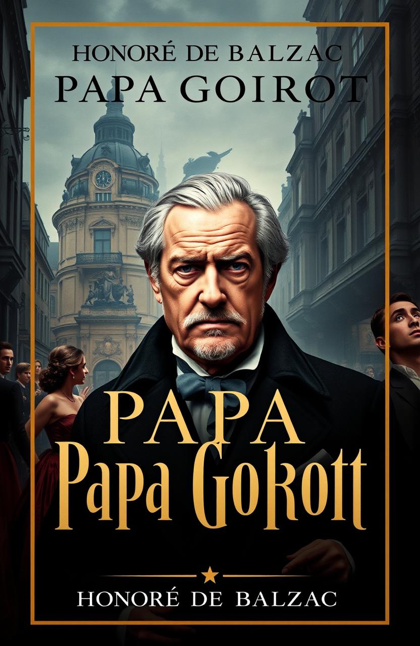 A visually captivating book cover design for "Papa Goriot" by Honoré de Balzac